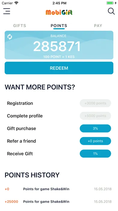 Скриншоты MobiGift