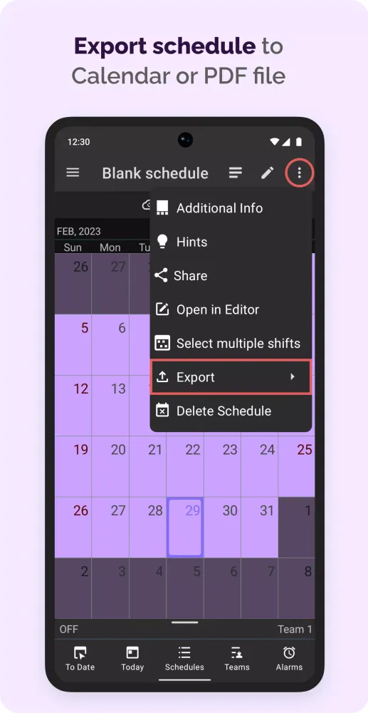 Ảnh chụp màn hình của Shift Calendar & Work Schedule