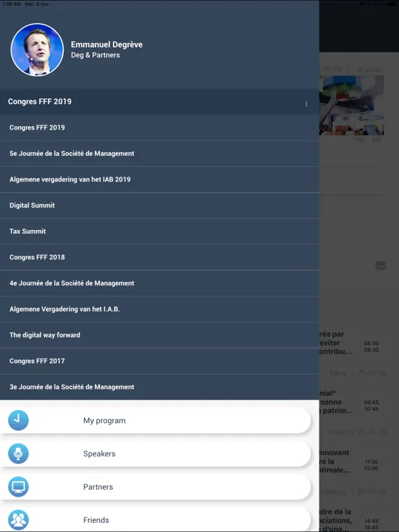 Tangkapan layar TamTam Event iPad 