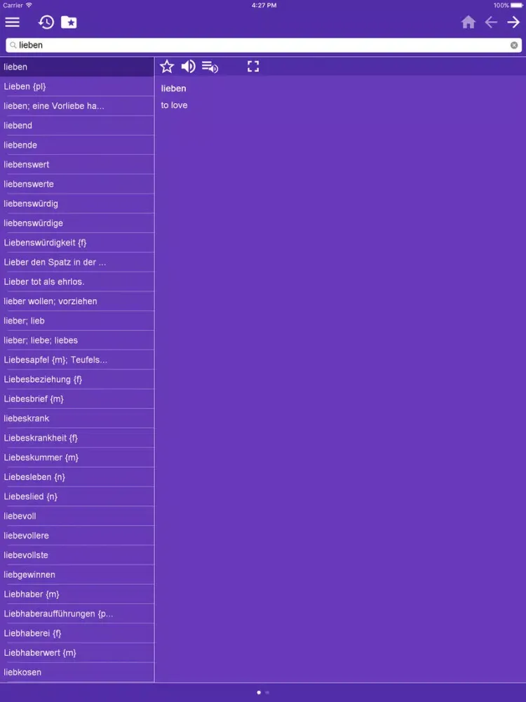 Capturas de pantalla de English<->German Dictionary iPad 