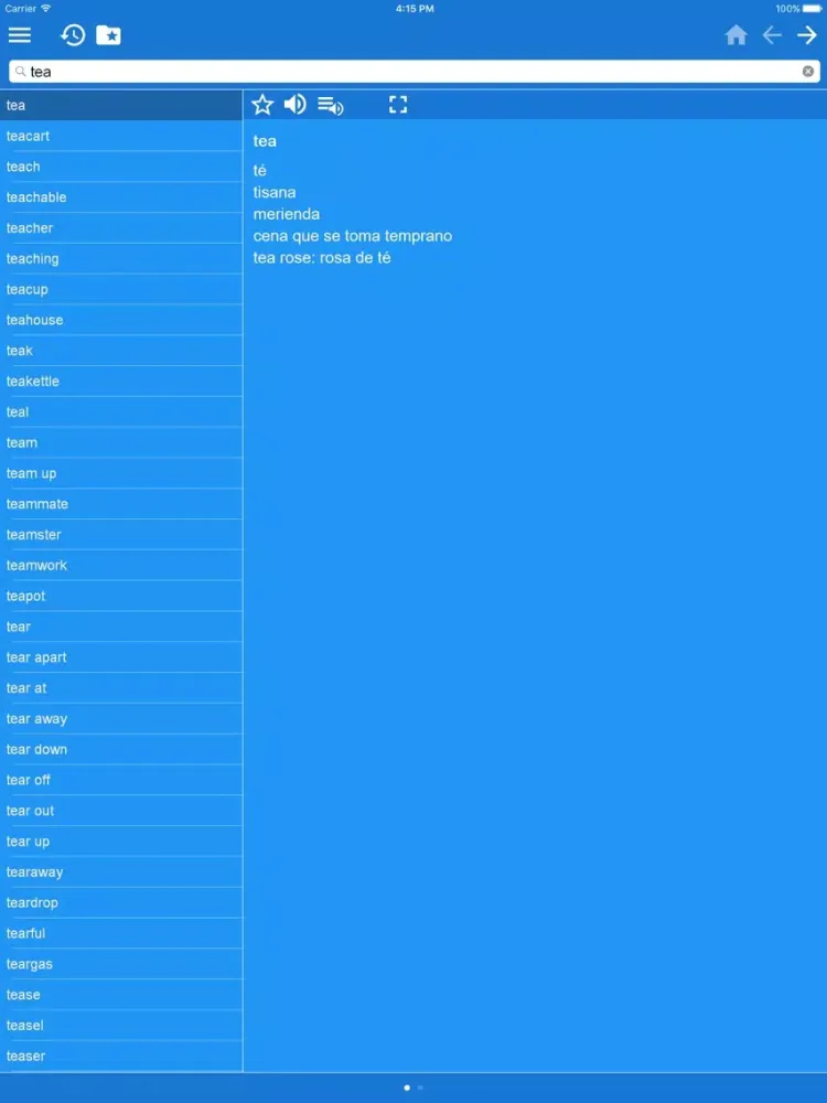 Capturas de tela do English-Spanish Dictionary iPad 