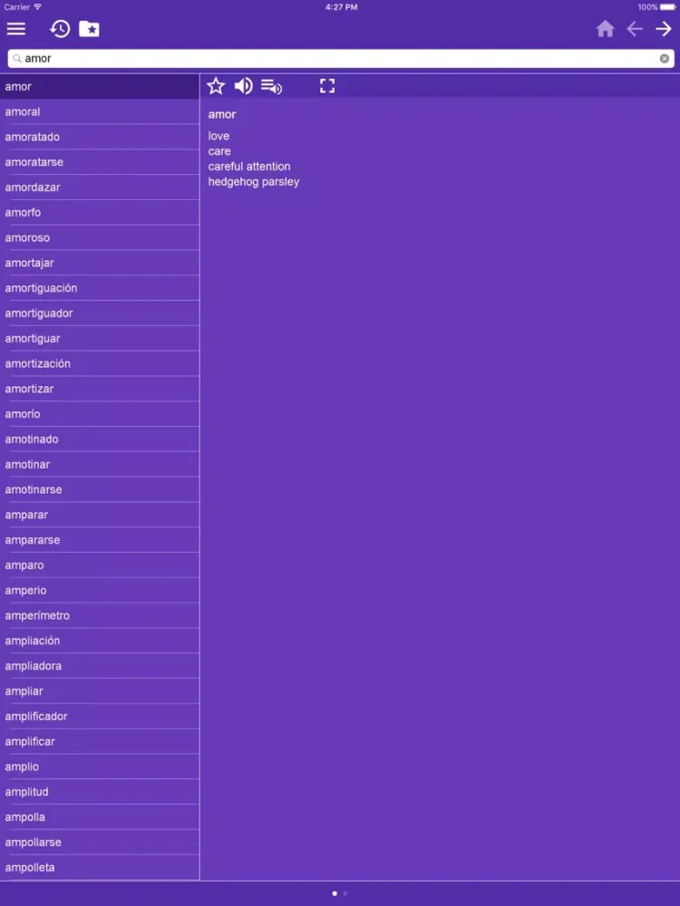 Capturas de tela do English-Spanish Dictionary iPad 