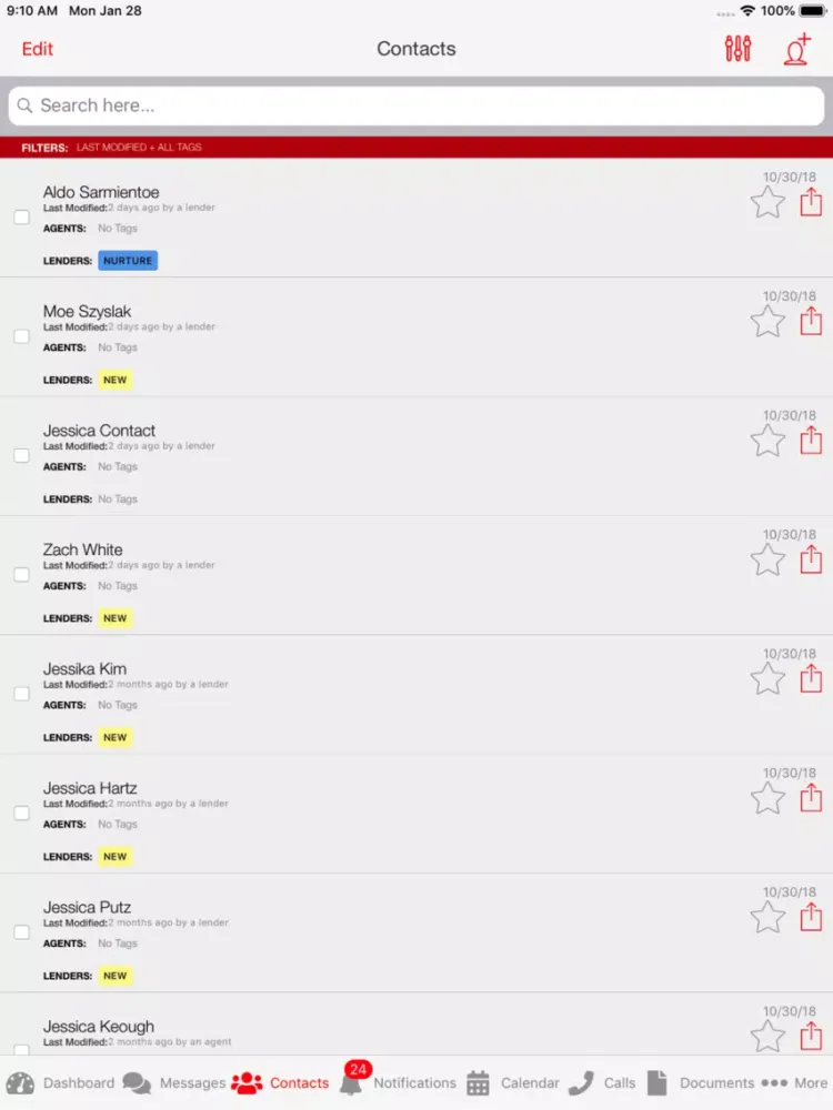 Ảnh chụp màn hình của Pro Agent CRM iPad 