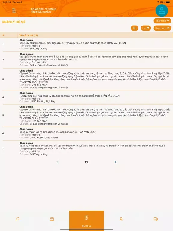 Zrzuty ekranu Dịch Vụ Công Hậu Giang iPad 