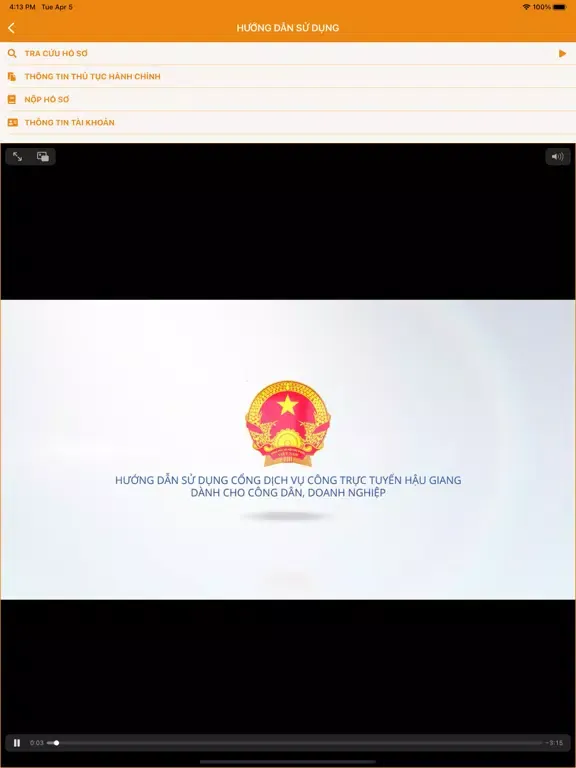 Zrzuty ekranu Dịch Vụ Công Hậu Giang iPad 