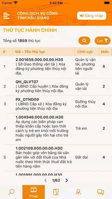 Zrzuty ekranu Dịch Vụ Công Hậu Giang