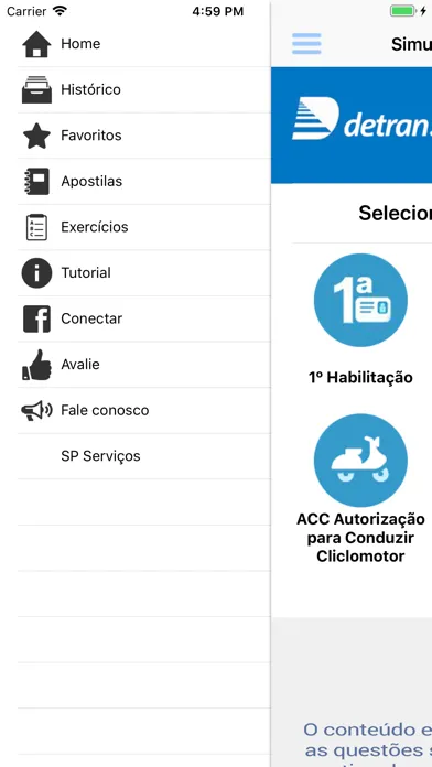 Tangkapan layar Simulado Detran.SP