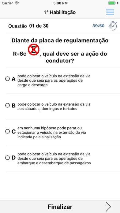 Tangkapan layar Simulado Detran.SP