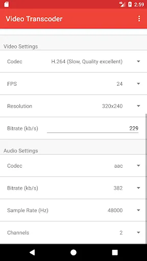 Ảnh chụp màn hình của Video Transcoder