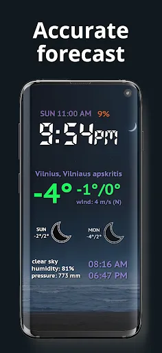 Ảnh chụp màn hình của Weather Night Dock with clock