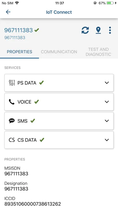 Ảnh chụp màn hình của IoT Connect app