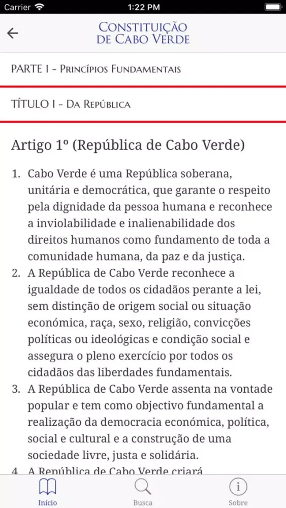 Zrzuty ekranu Constituição de Cabo Verde