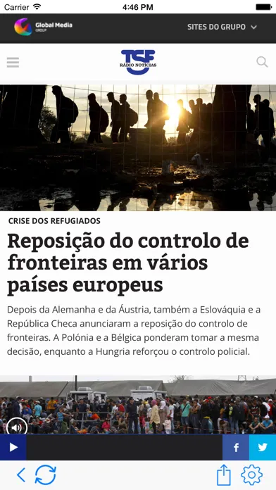 Capturas de tela do TSF