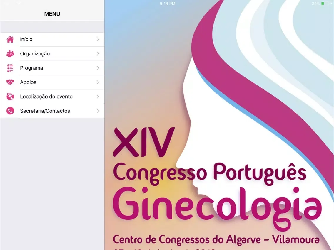 Tangkapan skrin XIV Congresso Pt Ginecologia iPad 