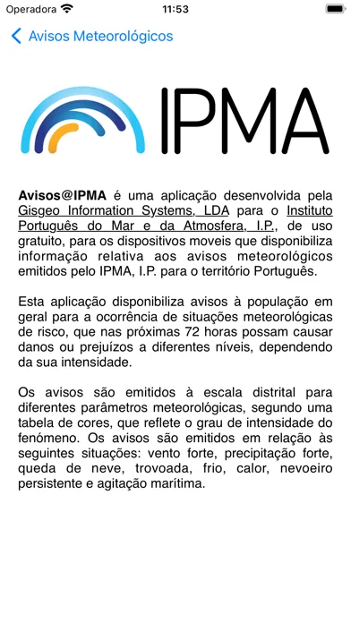 Avisos@IPMA Ekran Görüntüleri
