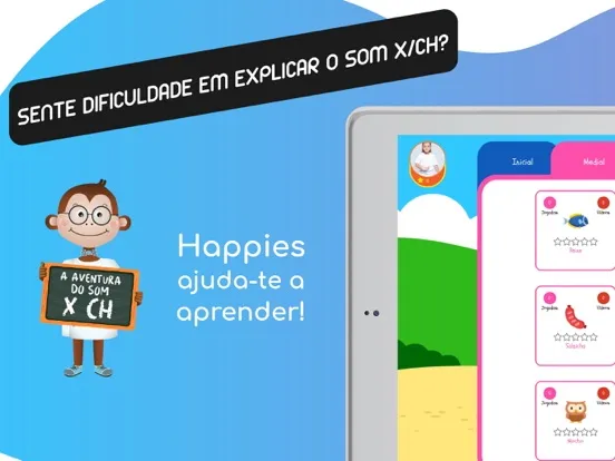 Happies - Aprende o som X/CH iPad 应用截图