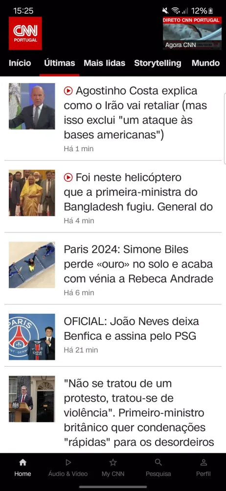 Ảnh chụp màn hình của CNN Portugal