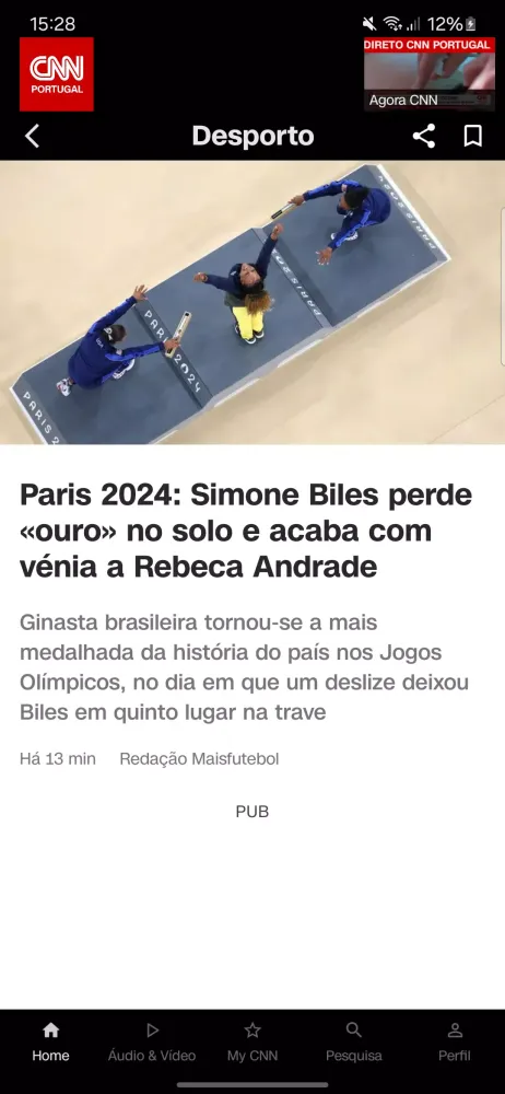 Ảnh chụp màn hình của CNN Portugal