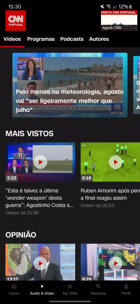 Ảnh chụp màn hình của CNN Portugal