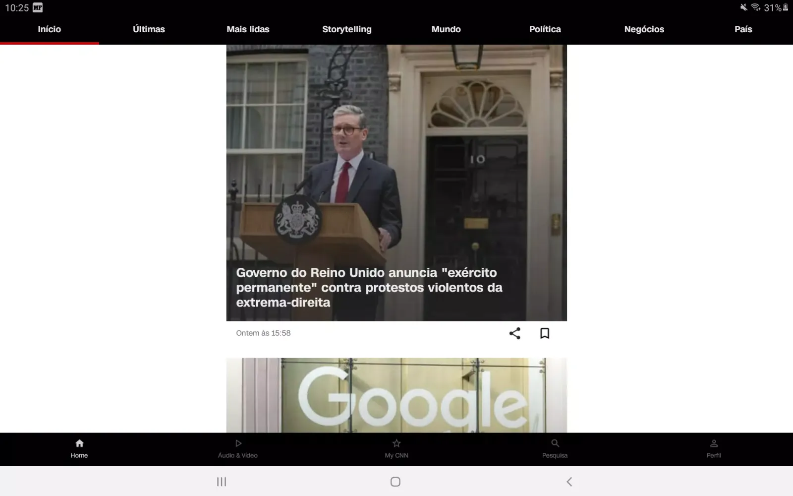 Ảnh chụp màn hình của CNN Portugal