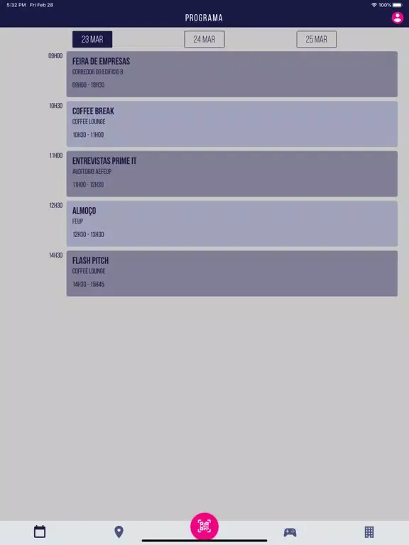 Capturas de tela do FEUP Engineering Days iPad 