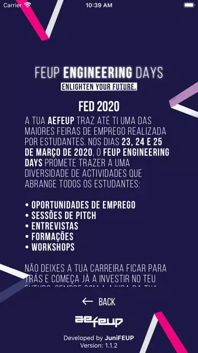 Capturas de tela do FEUP Engineering Days