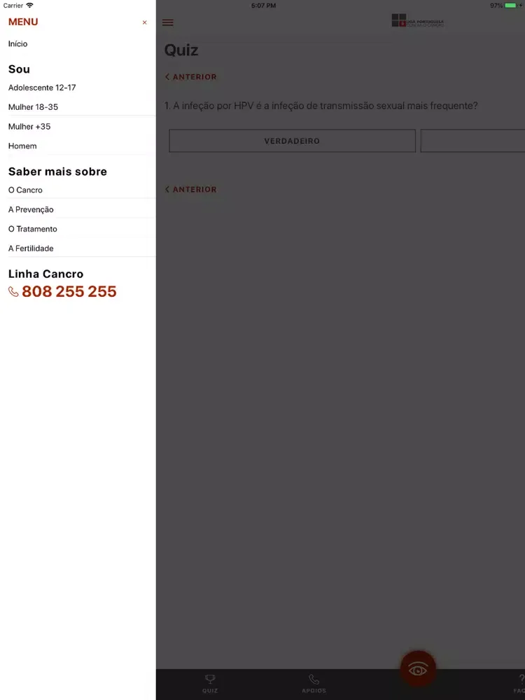 ภาพหน้าจอของ HPV e Cancro do Colo do Útero iPad 