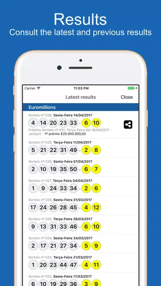 Tangkapan skrin Onde Jogar: Euromillions
