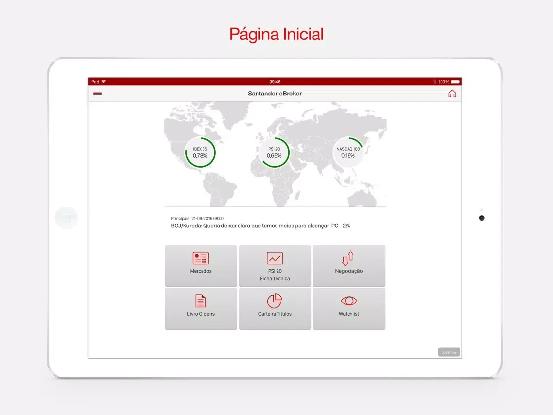 Santander eBroker iPad  Screenshots
