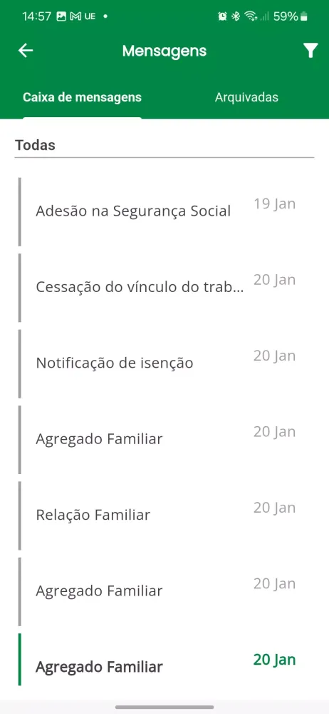 Zrzuty ekranu Segurança Social