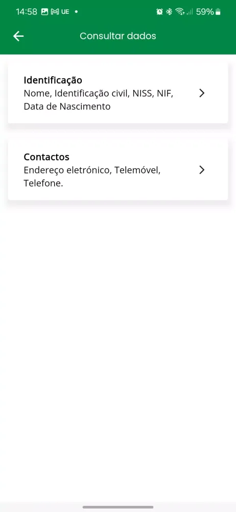 Zrzuty ekranu Segurança Social