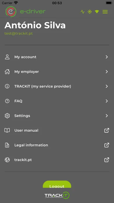 Ảnh chụp màn hình của TRACKiT E-Driver