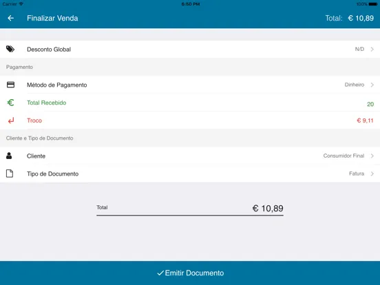 Zrzuty ekranu Vendus - Faturação POS iPad 