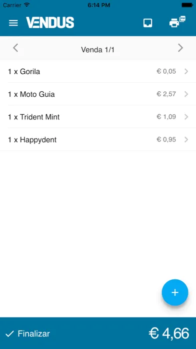 Zrzuty ekranu Vendus - Faturação POS