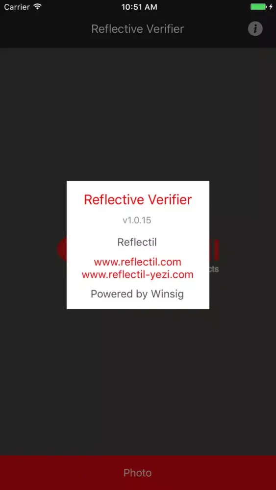 Capturas de tela do Reflective Verifier