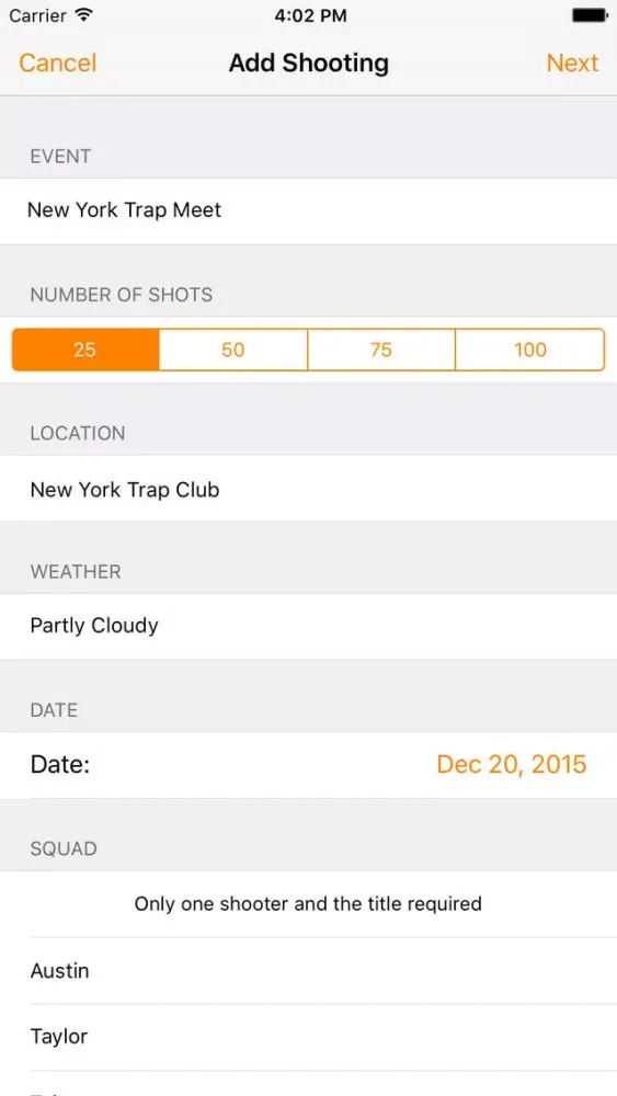 Captures d'écran de Trap Score Sheet