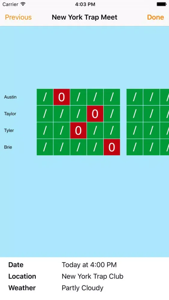 Captures d'écran de Trap Score Sheet