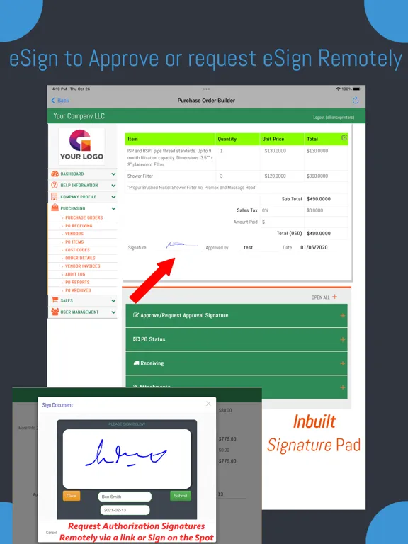 Purchase Order Builder iPad  स्क्रीनशॉट