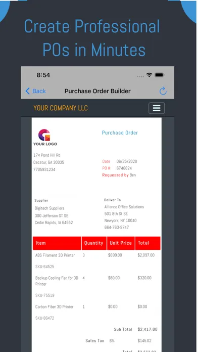 Purchase Order Builder स्क्रीनशॉट