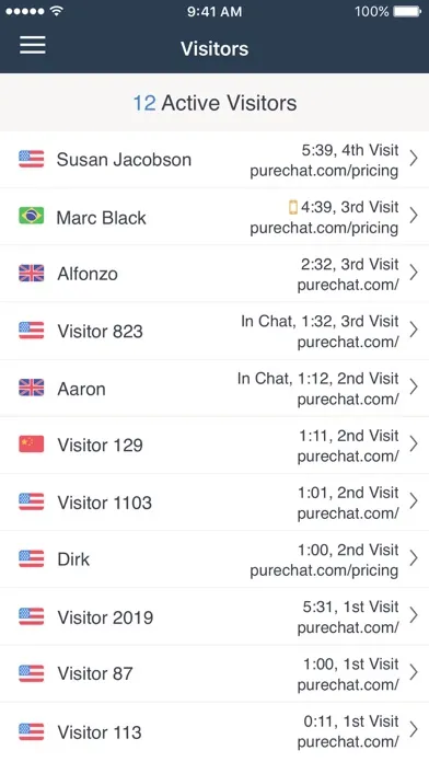 Pure Chat : Live Website Chat Screenshots