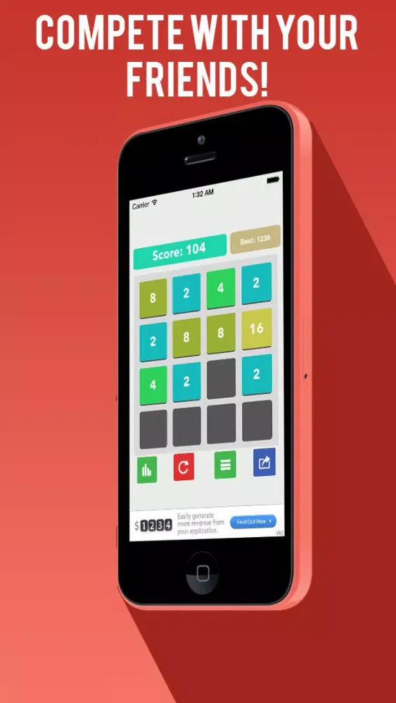 Zrzuty ekranu 1024+ Free Math Puzzle Game (easier than 2048)