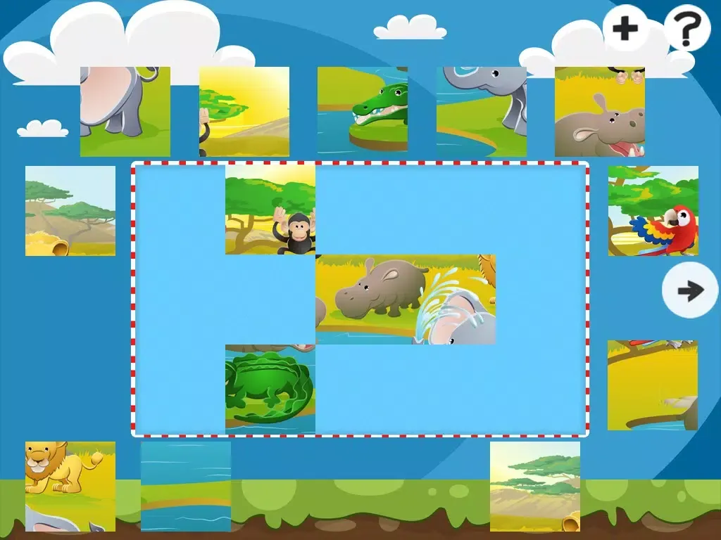 Safari Puzzles - Animals jigsaw puzzle game for children and parents with the world of the savannah iPad  Screenshots