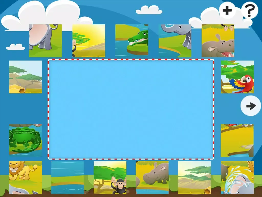 Safari Puzzles - Animals jigsaw puzzle game for children and parents with the world of the savannah iPad  Screenshots