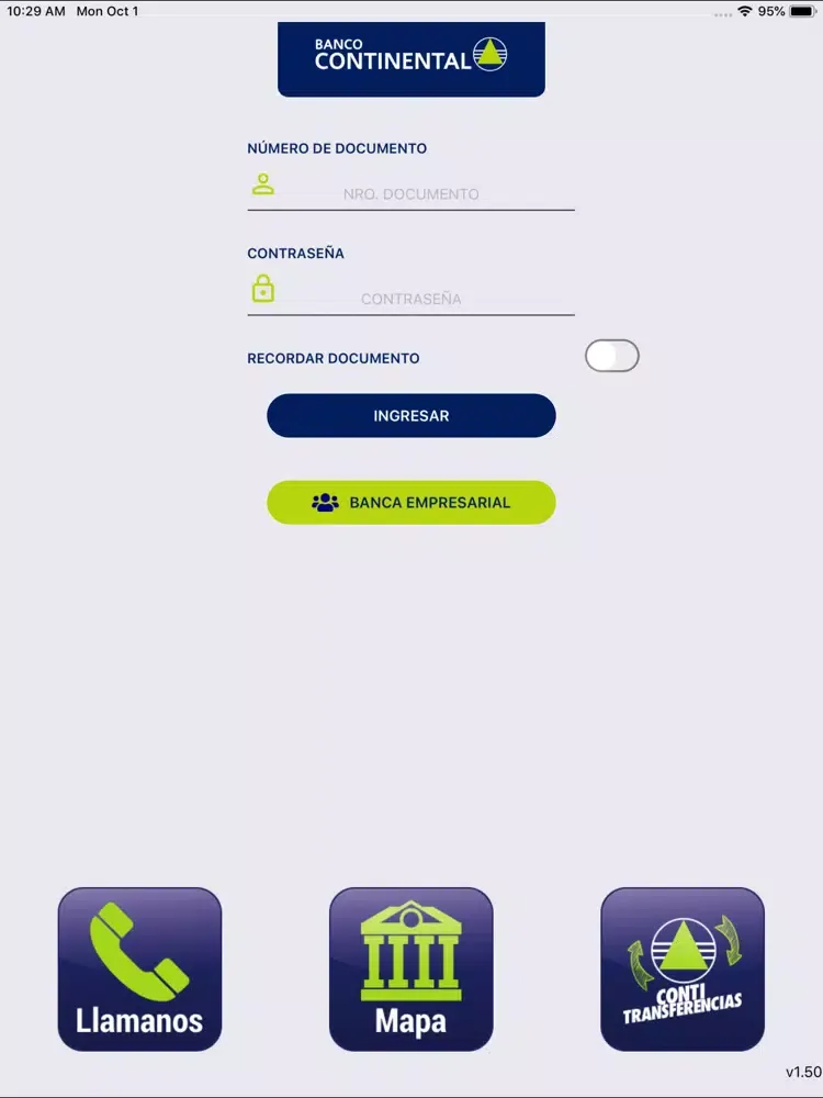 Zrzuty ekranu Banco Continental iPad 