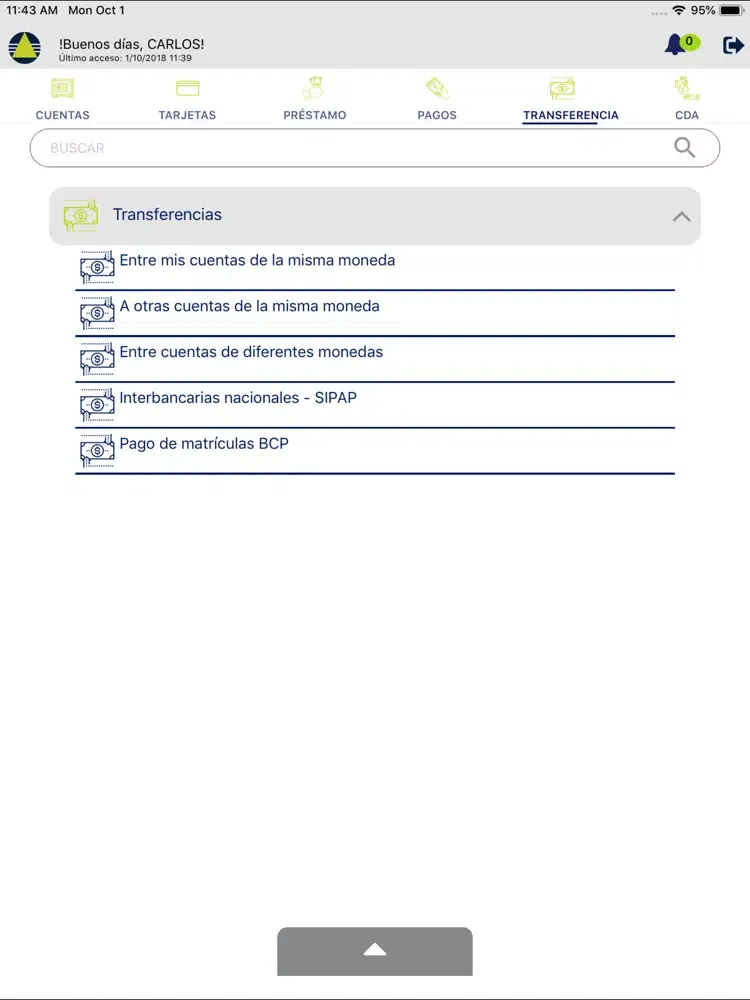 Zrzuty ekranu Banco Continental iPad 