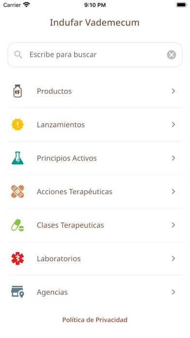 Capturas de tela do Indufar Vademécum