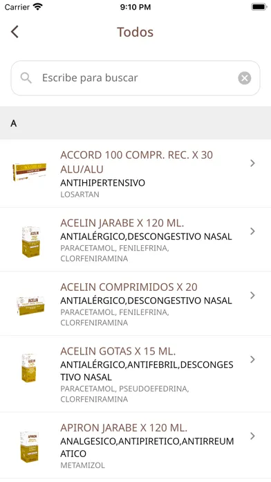 Capturas de tela do Indufar Vademécum