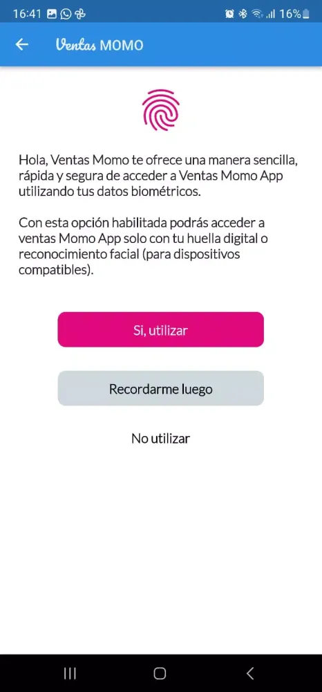 Tangkapan layar Ventas Momo Personal