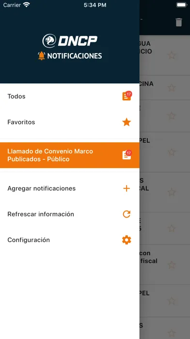 Tangkapan layar DNCP Notificaciones
