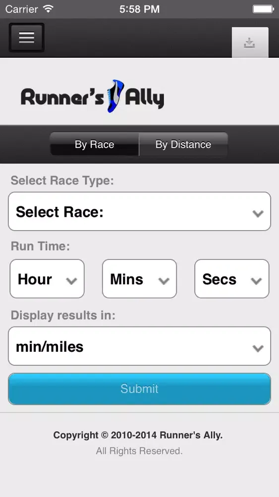 Zrzuty ekranu RUNNING PACE CALCULATOR